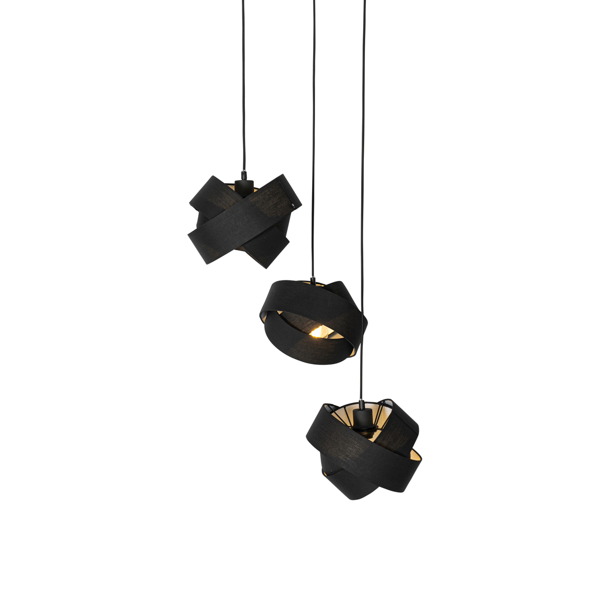 Lampada a sospensione moderna nera 3 luci - Cloth