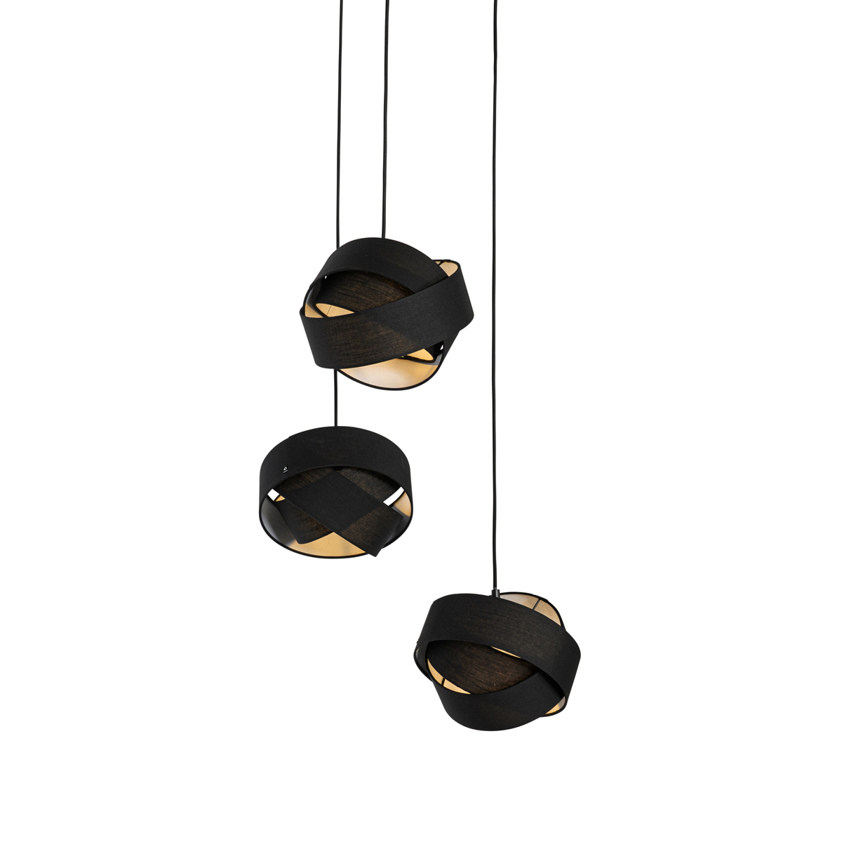 Lampada a sospensione moderna nera 3 luci - Cloth