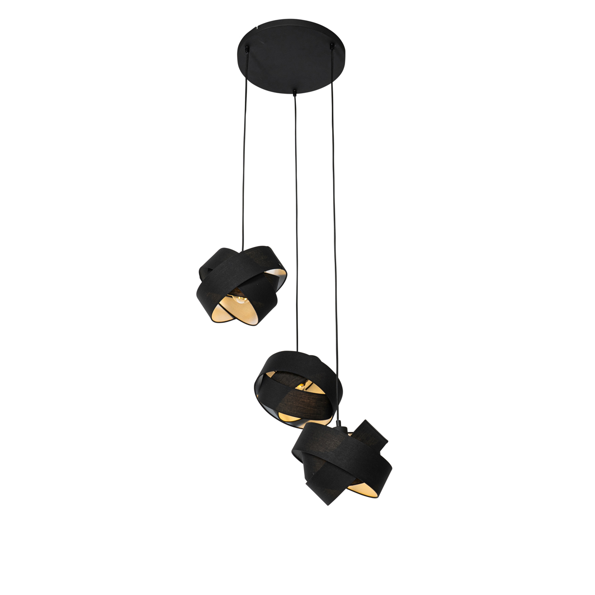 Lampada a sospensione moderna nera 3 luci - Cloth