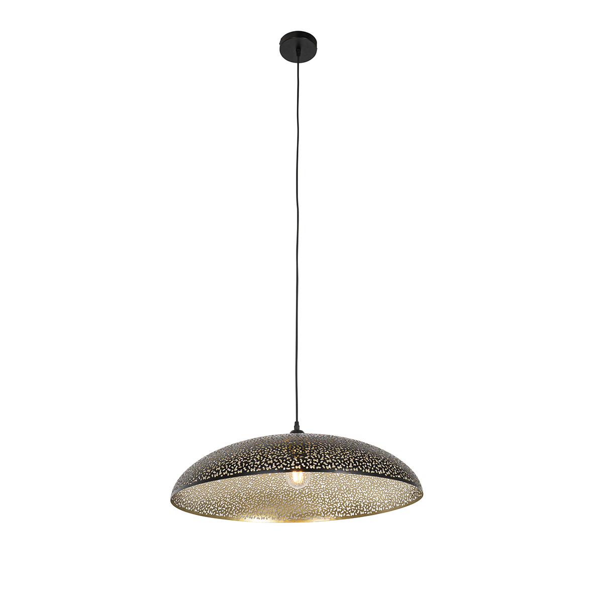 Lampada a sospensione orientale nera con oro 60 cm - Japke