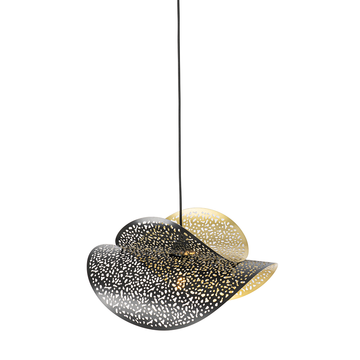 Lampada a sospensione orientale nera con oro 28 cm - Japke