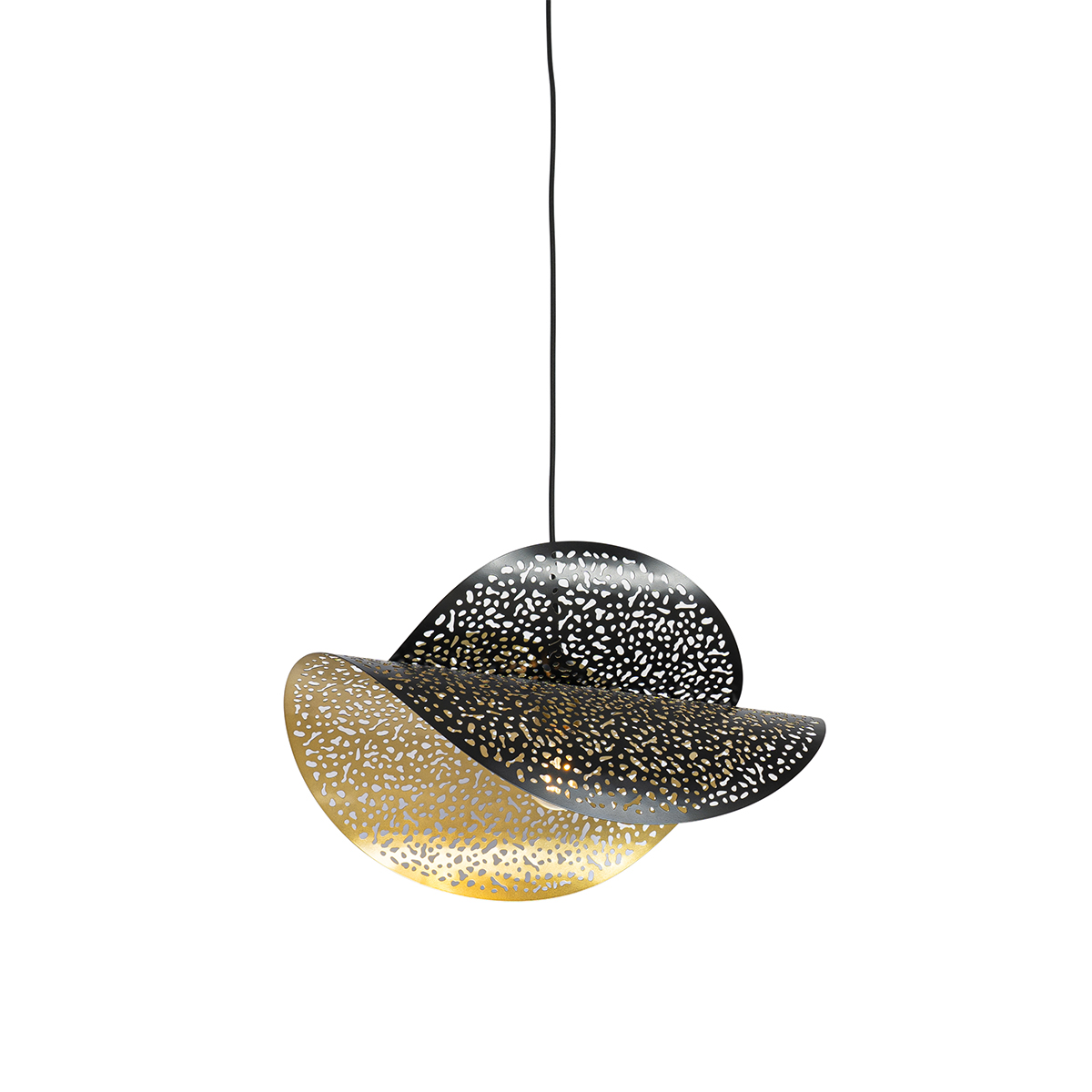 Lampada a sospensione orientale nera con oro 28 cm - Japke