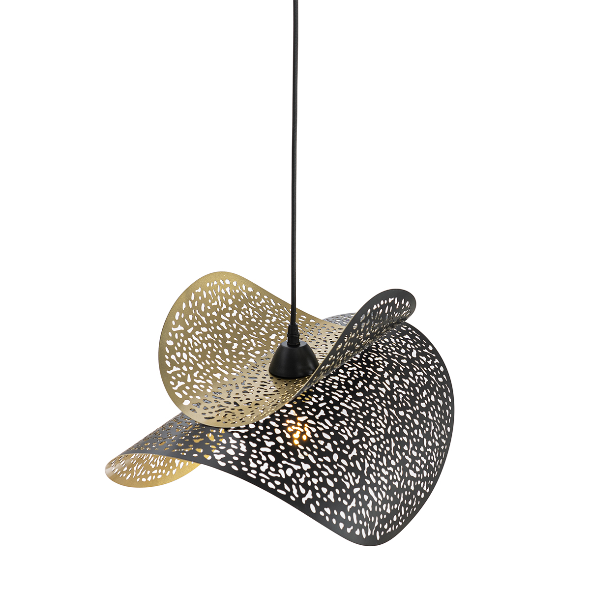 Lampada a sospensione orientale nera con oro 28 cm - Japke