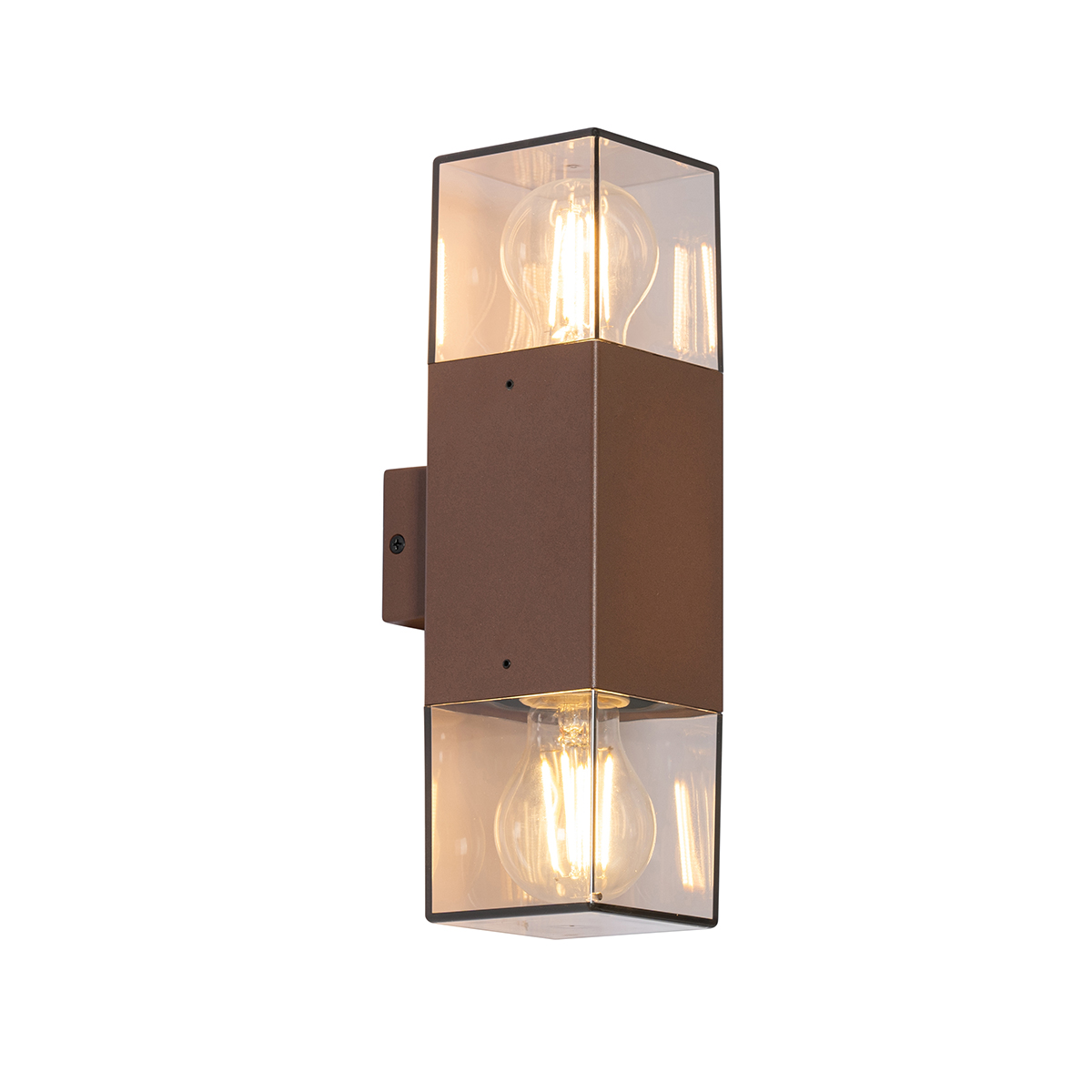 Vonkajšie nástenné svietidlo hrdzavohnedé s dymovým tienidlom 2-svetlo IP44 - Dánsko