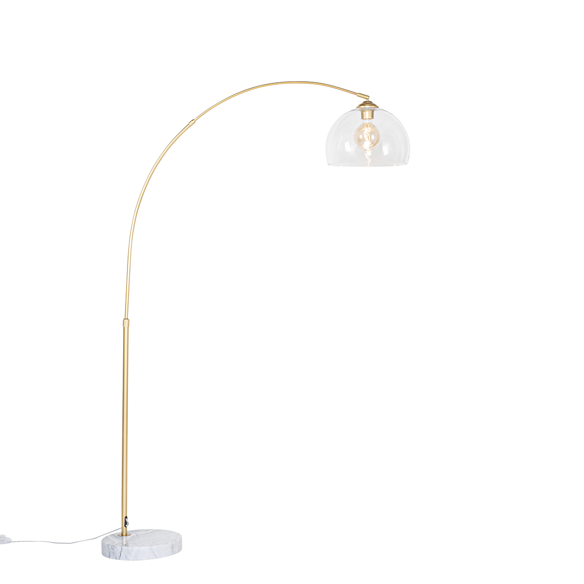 Moderná oblúková lampa z mosadze s čírym sklom - Arc