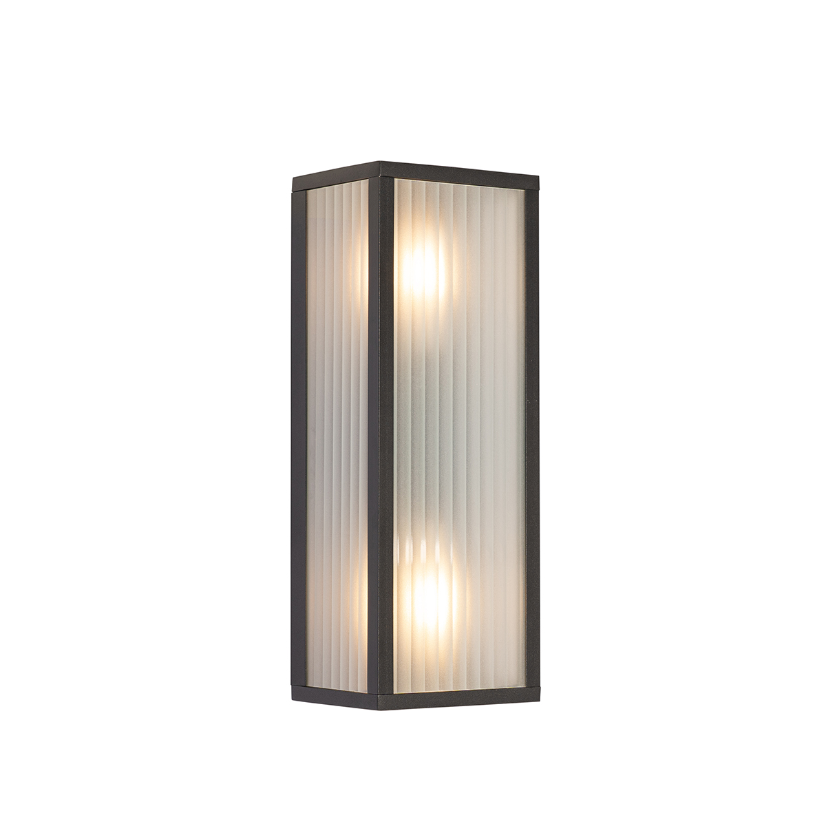 applique d'extérieur noire avec verre nervuré 2 lumières ip44 - charlois