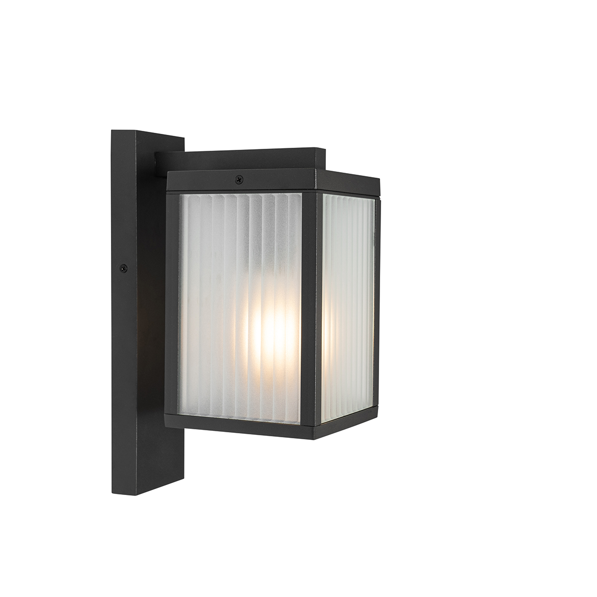 Lanterna da parete per esterni nera con vetro rigato IP44 - Charlois