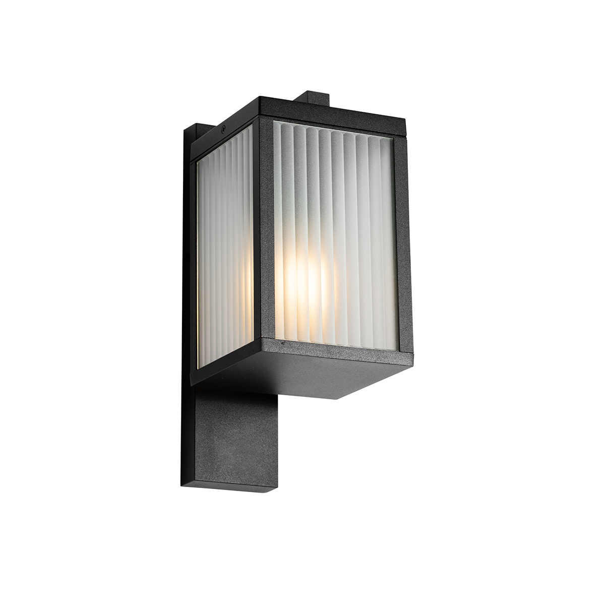 Lanterna da parete per esterni nera con vetro rigato IP44 - Charlois