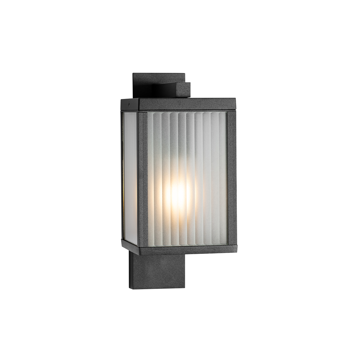 Outdoor Wall Lantern Black with Ribbed Glass IP44 - Charlois