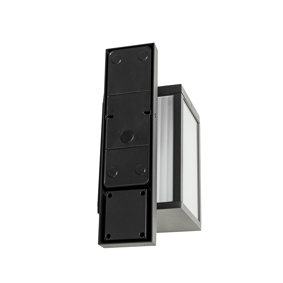 Outdoor Wall Lantern Black with Ribbed Glass IP44 - Charlois
