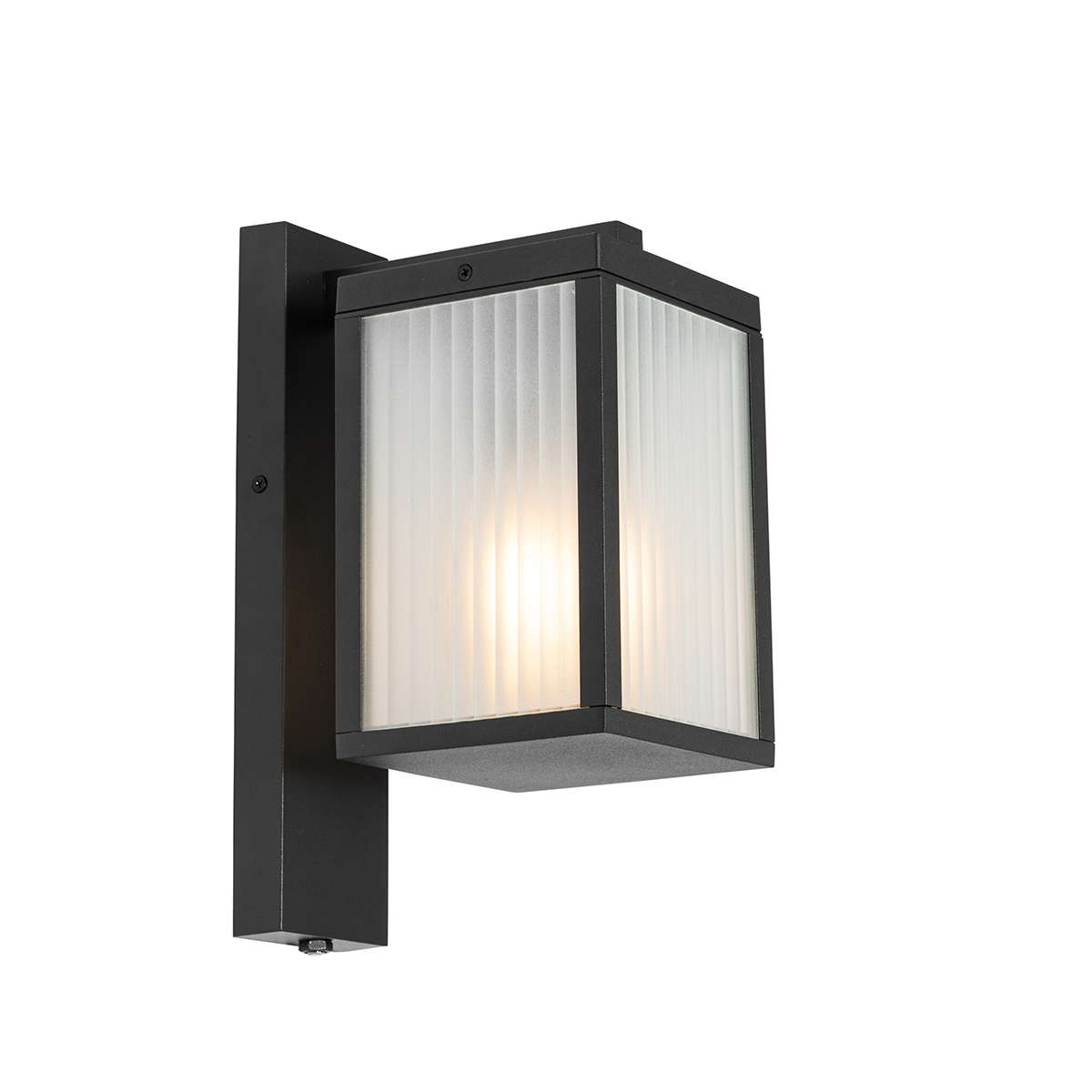 Kültéri fali lámpa fekete bordás üveggel és világos-sötétség érzékelővel - Charlois