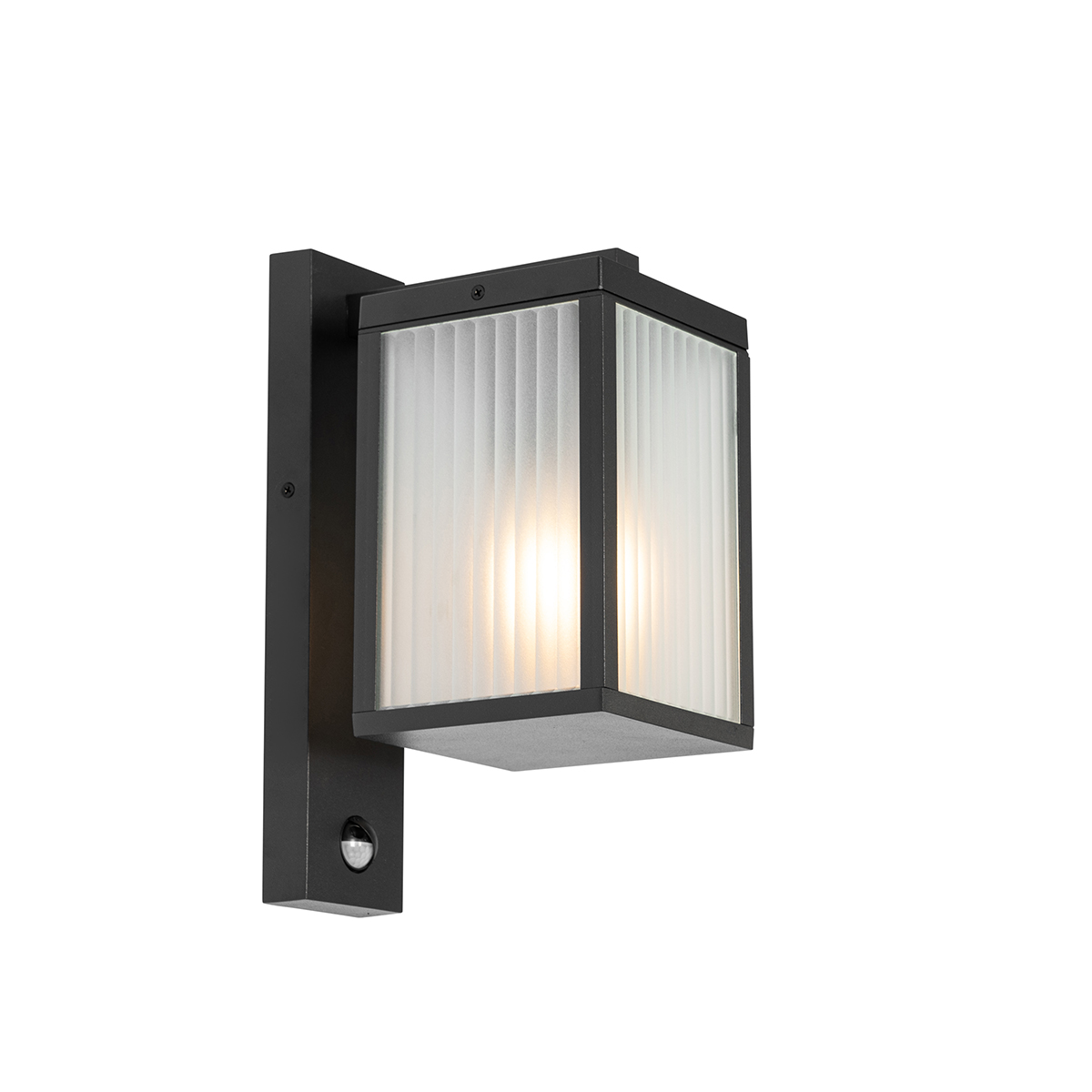 Kültéri fali lámpa fekete bordás üveggel és mozgásérzékelővel - Charlois