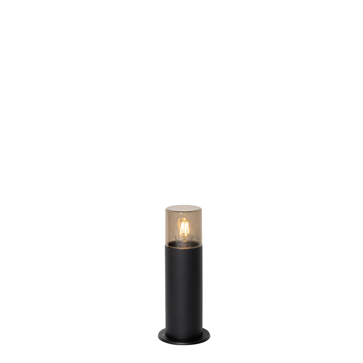 Álló kültéri lámpa fekete, füsternyővel fehér 30 cm IP44 - Odense