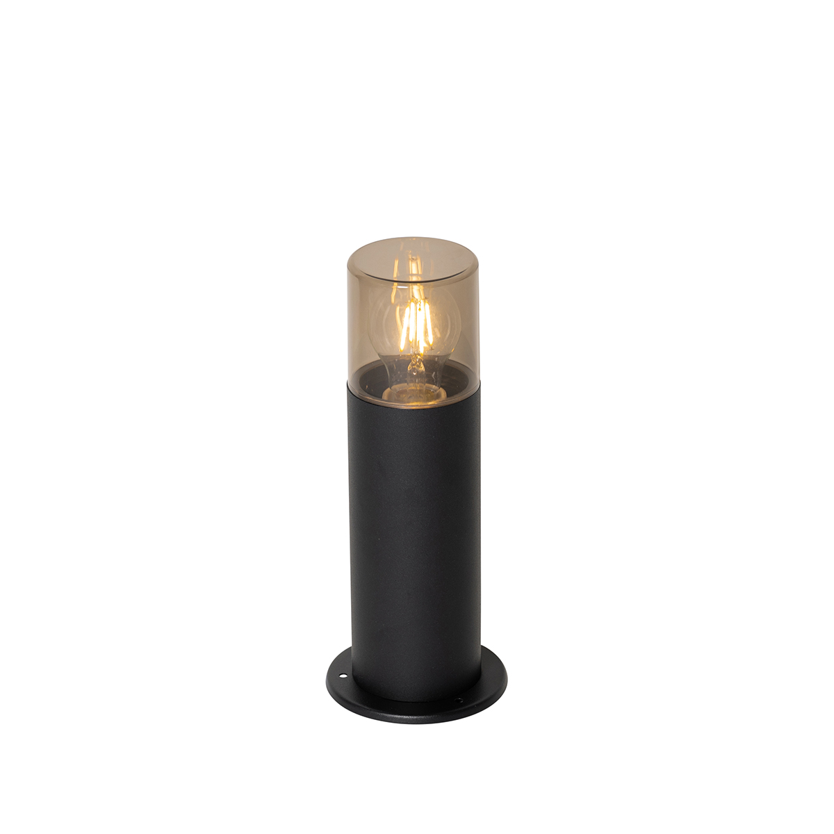 Lampadaire d'extérieur noir avec abat-jour fumé 30 cm IP44 - Odense