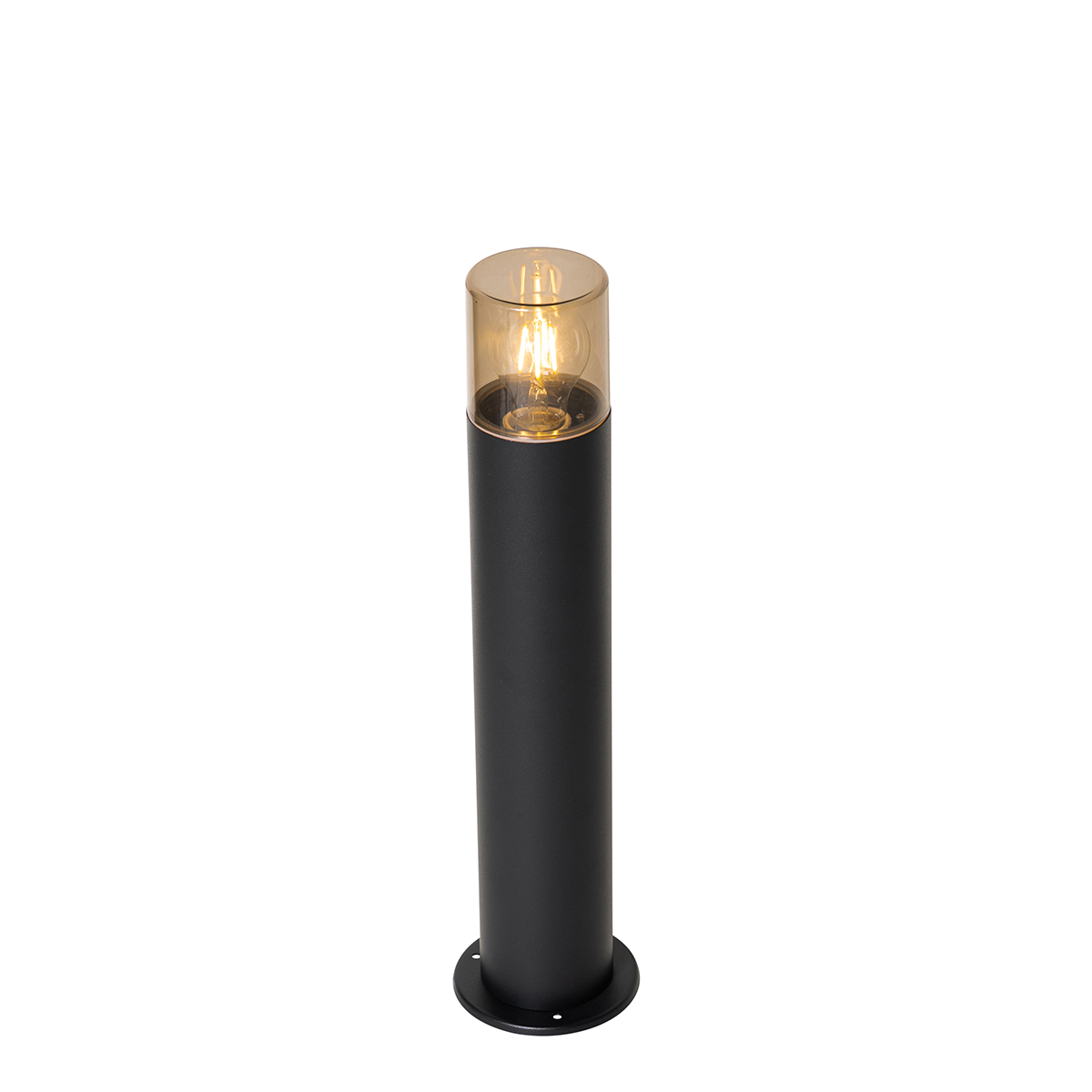 lampe d'extérieur sur pied noire avec abat-jour fumé 50 cm - odense