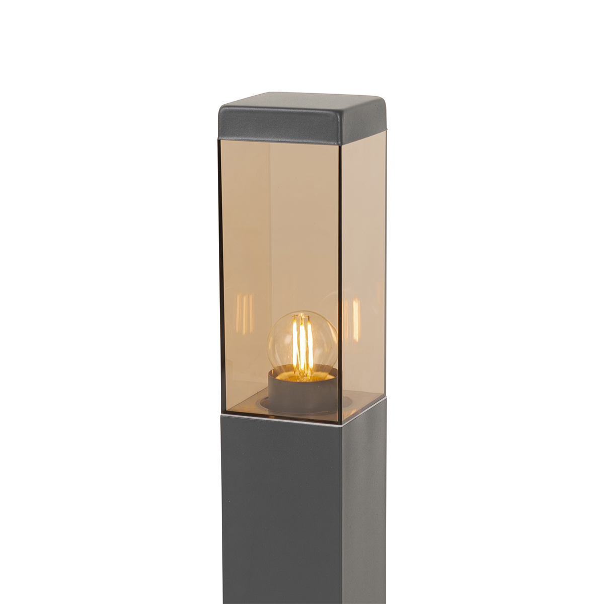 Lampada da esterno moderna grigio scuro con vetro fumé 45 cm - Malios