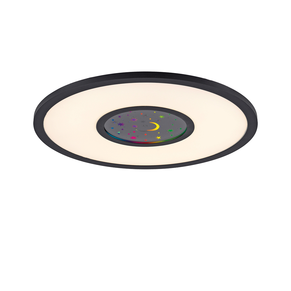 Taklampe sort inkl. LED RGBW med fjernkontroll - Plamen