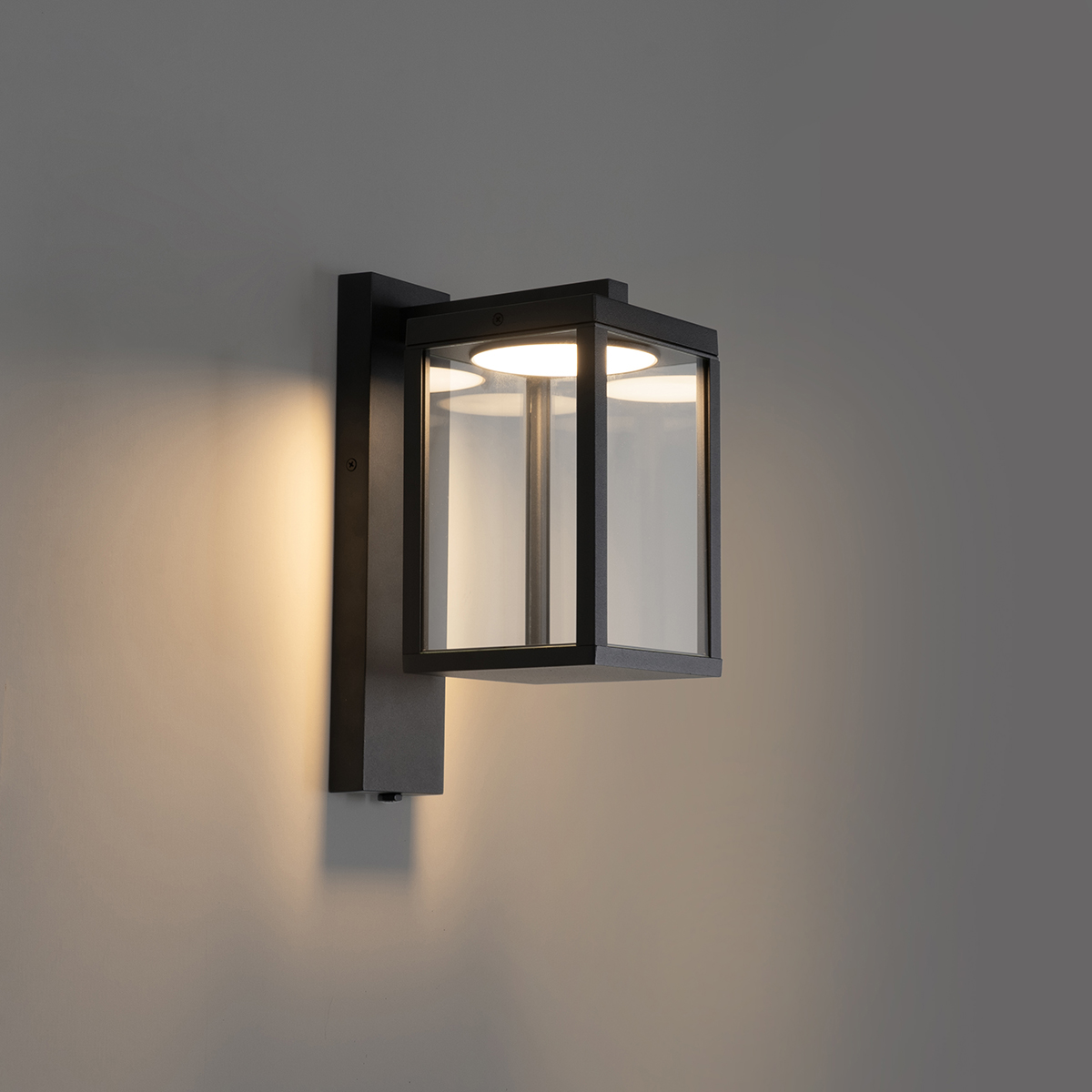 Farol de pared exterior negro con LED y sensor crepuscular - Ferdinand