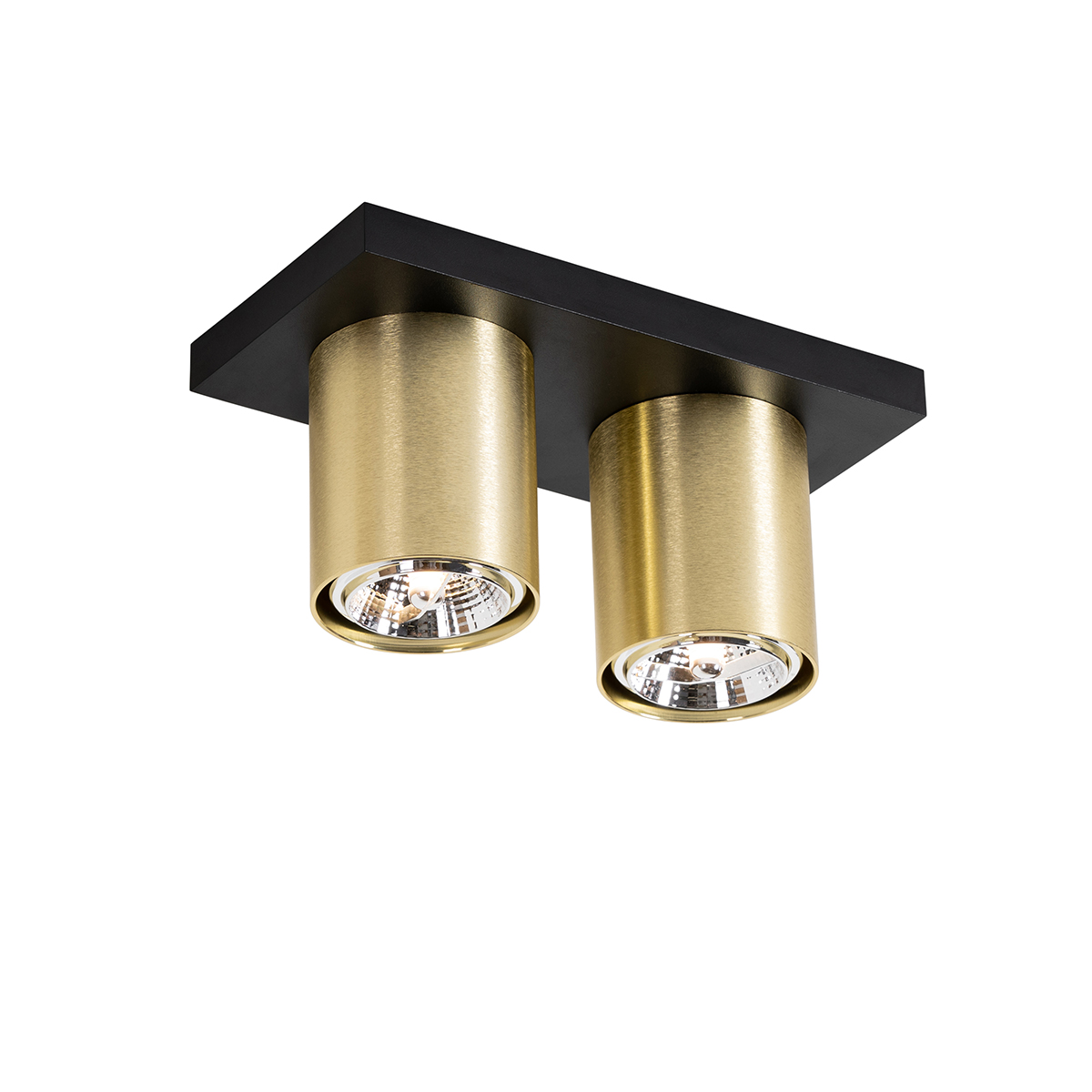 Moderný strop bodový čierny so zlatými 2 svetlami - Tubo
