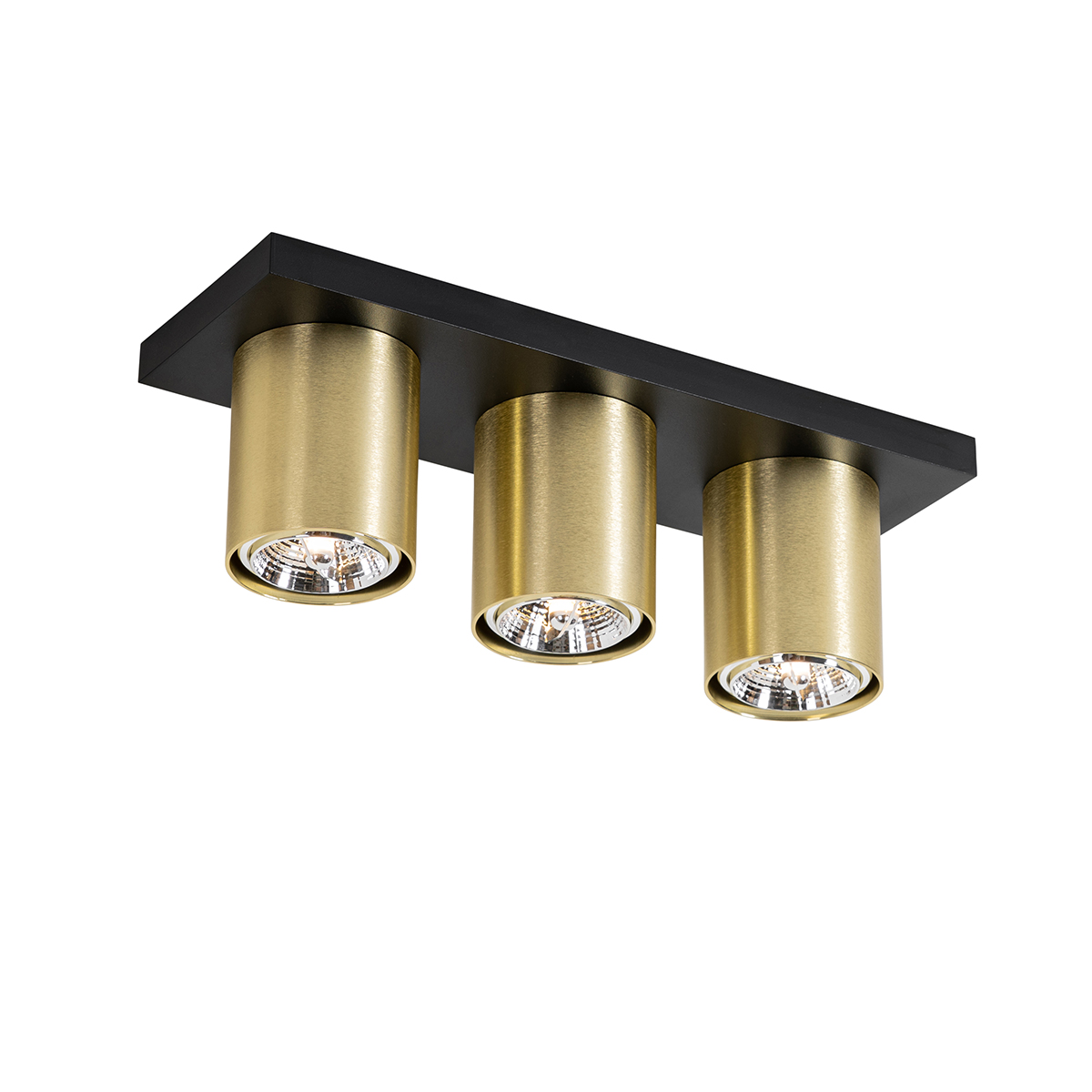 Moderný strop bodový čierny so zlatými 3 svetlami - Tubo