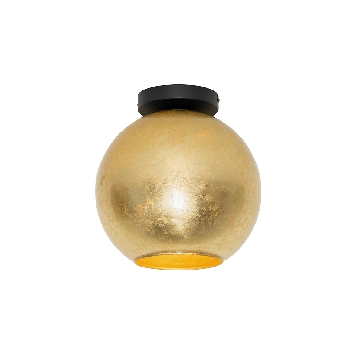 Image of Lampada da soffitto di design nera con vetro oro - Bert