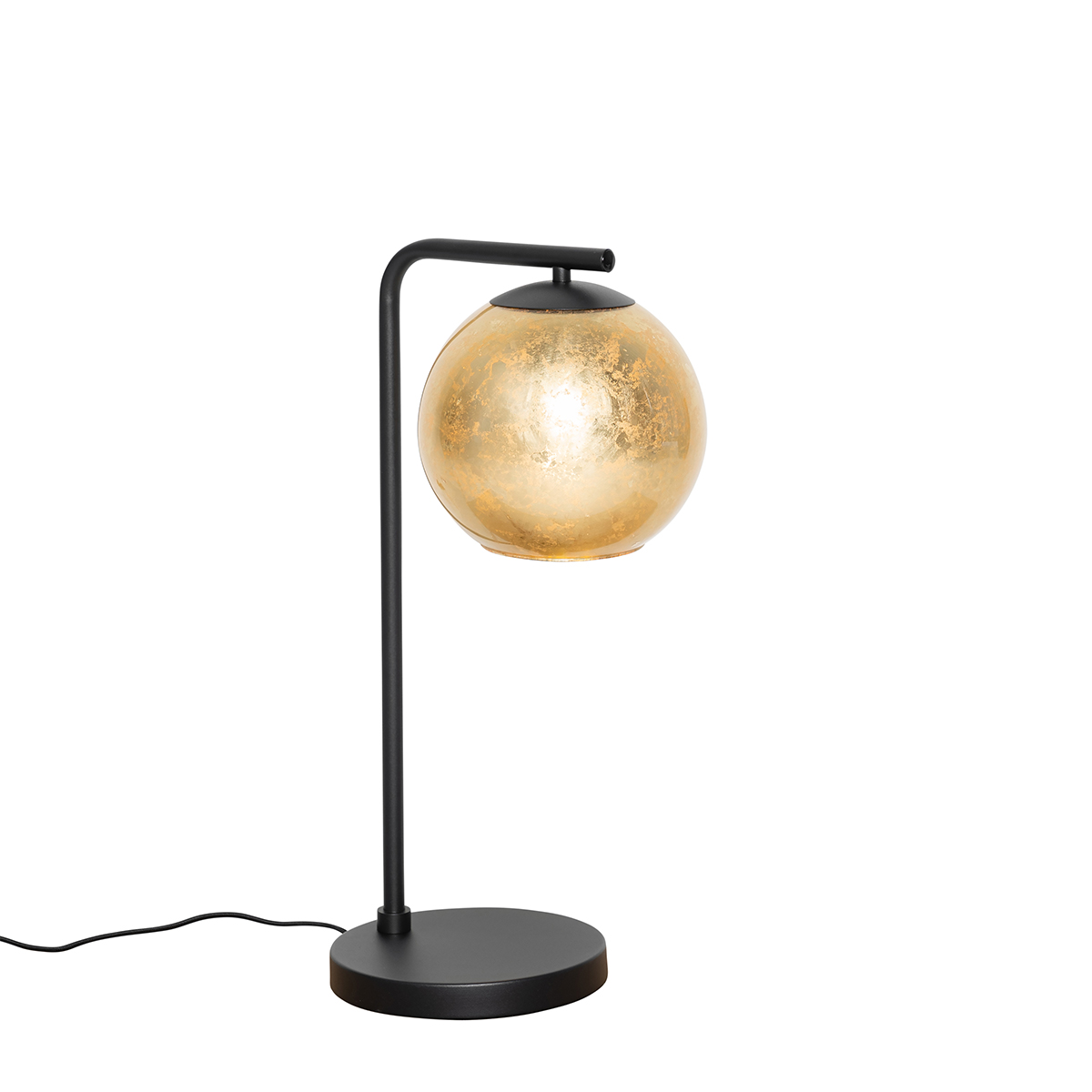 Levně Designová stolní lampa černá se zlatým sklem - Bert