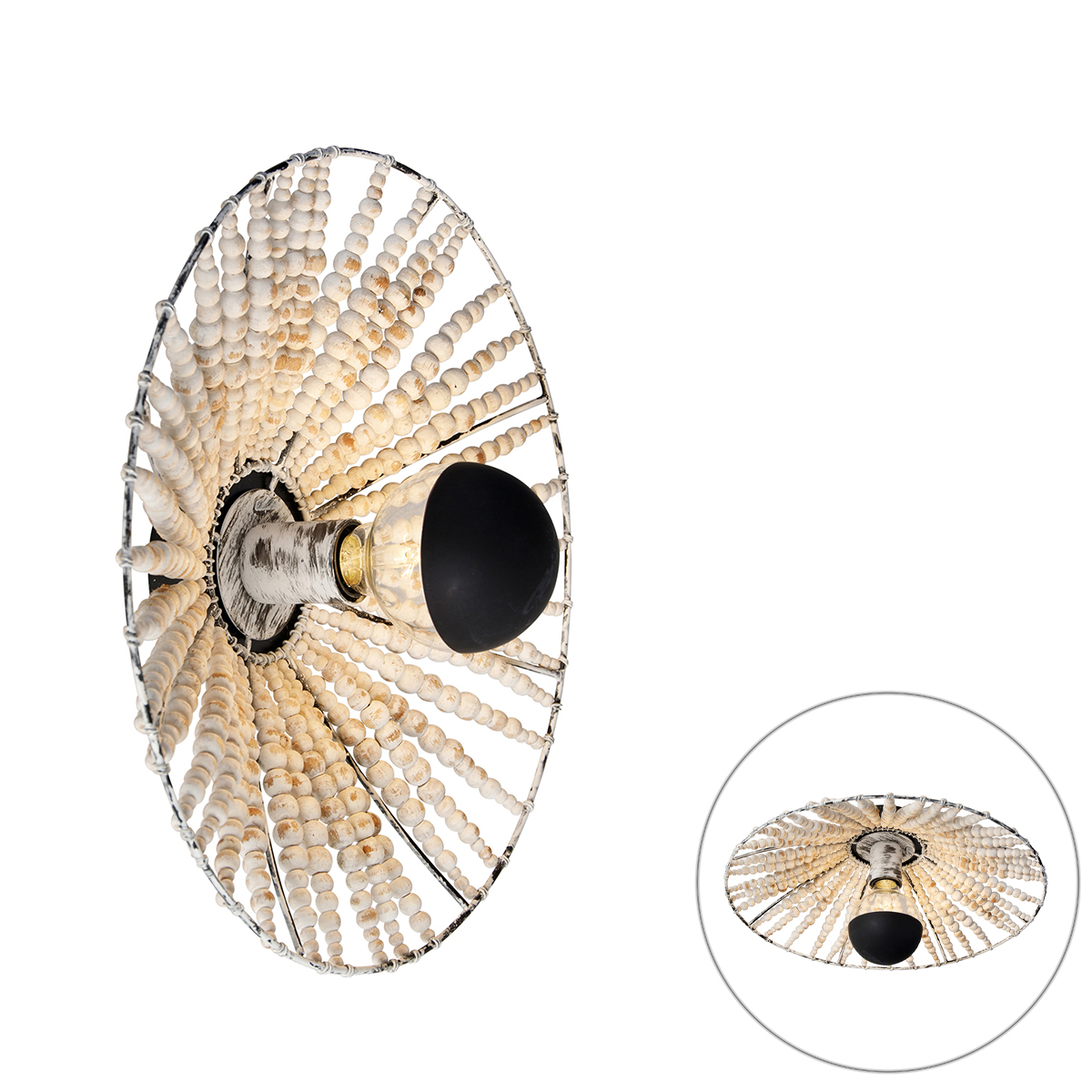 Orientálna nástenná lampa béžová s korálkami - Moti