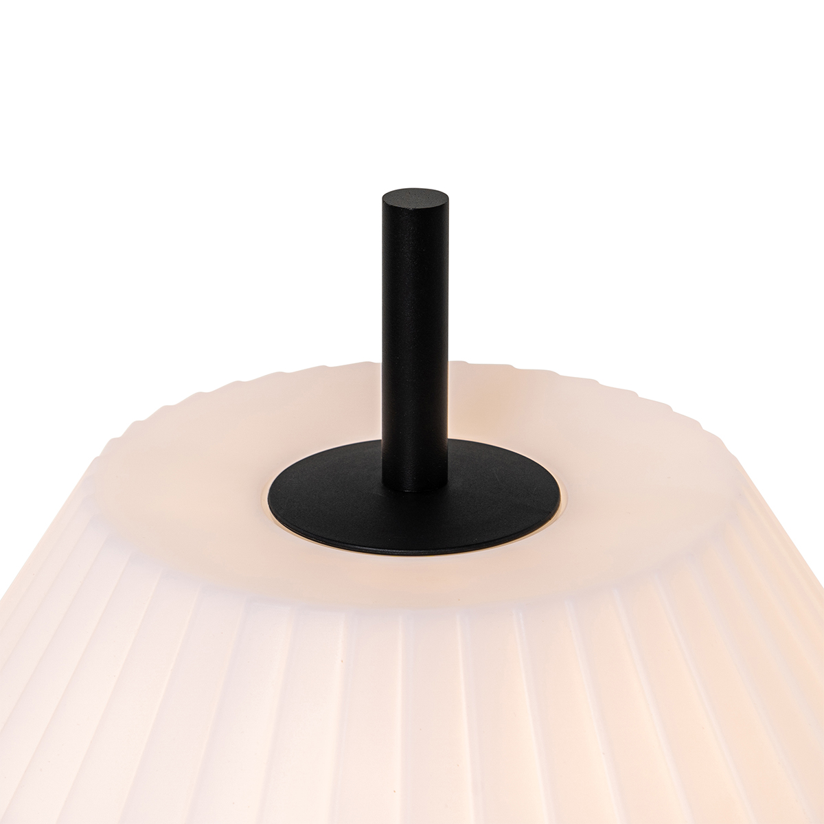 lampe de table d'extérieur noire avec abat-jour blanc ip44 - robbert