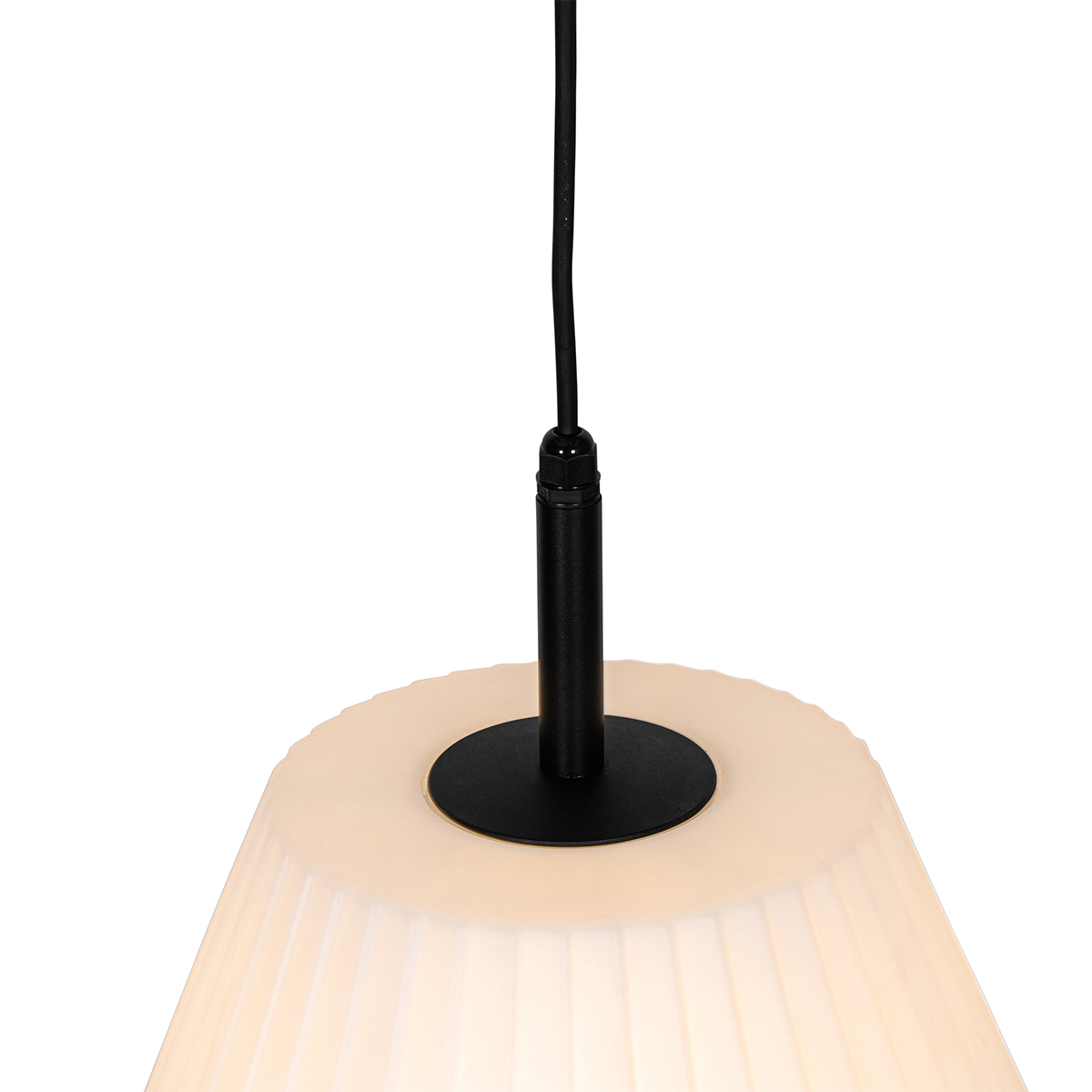 lampe suspendue d'extérieur moderne noire avec abat-jour blanc 32,9 cm ip44 - robbert