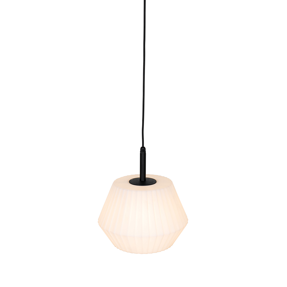 lampe suspendue d'extérieur moderne noire avec abat-jour blanc 32,9 cm ip44 - robbert