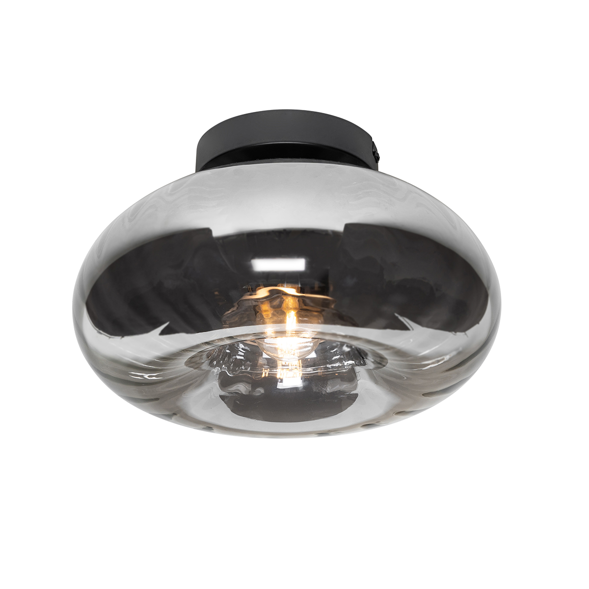 Art Deco stropné svietidlo čierne s dymovým sklom - Ayesha Art Deco stropné svietidlo čierne s dymovým sklom - Ayesha