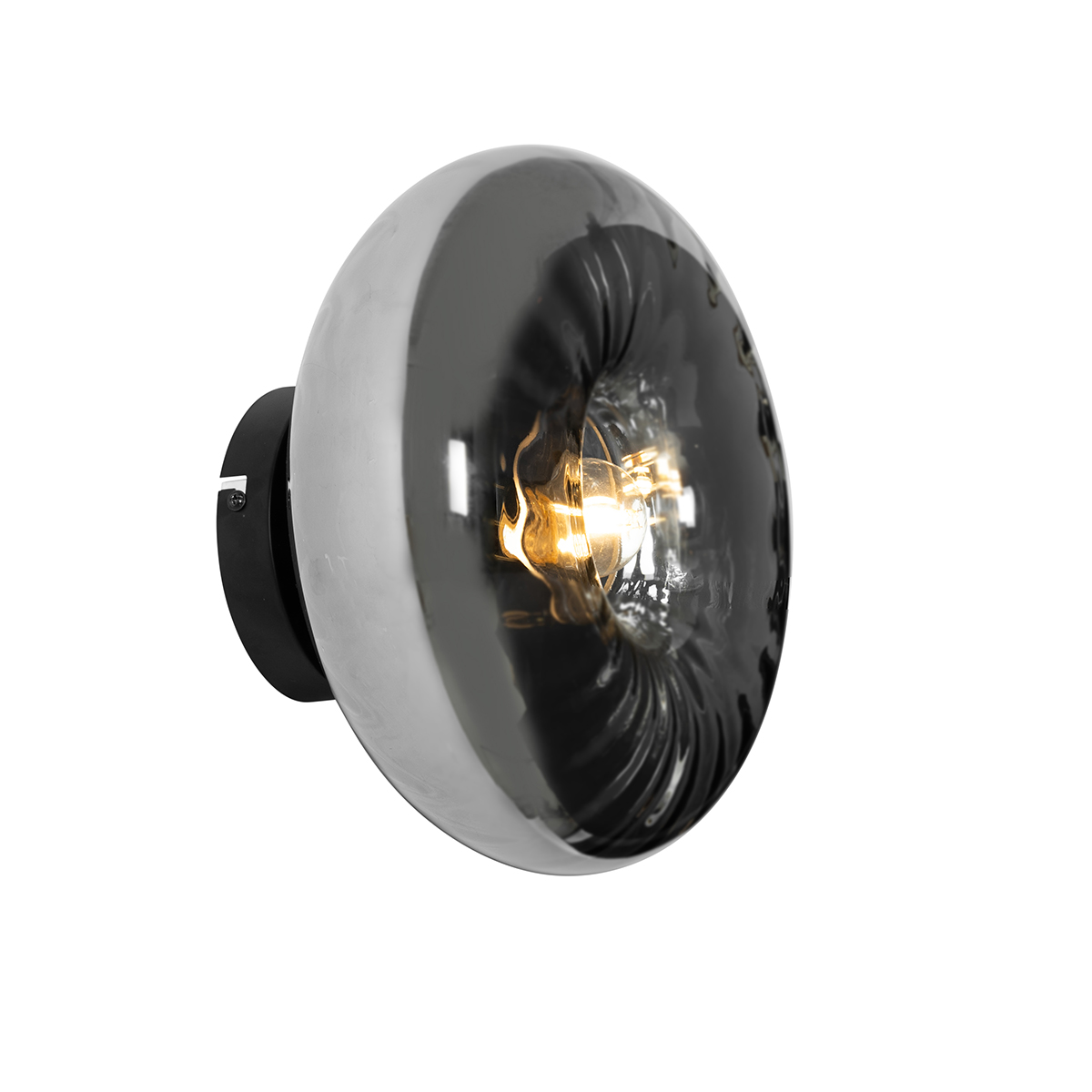 Art Deco nástenná lampa čierna s dymovým sklom - Ayesha