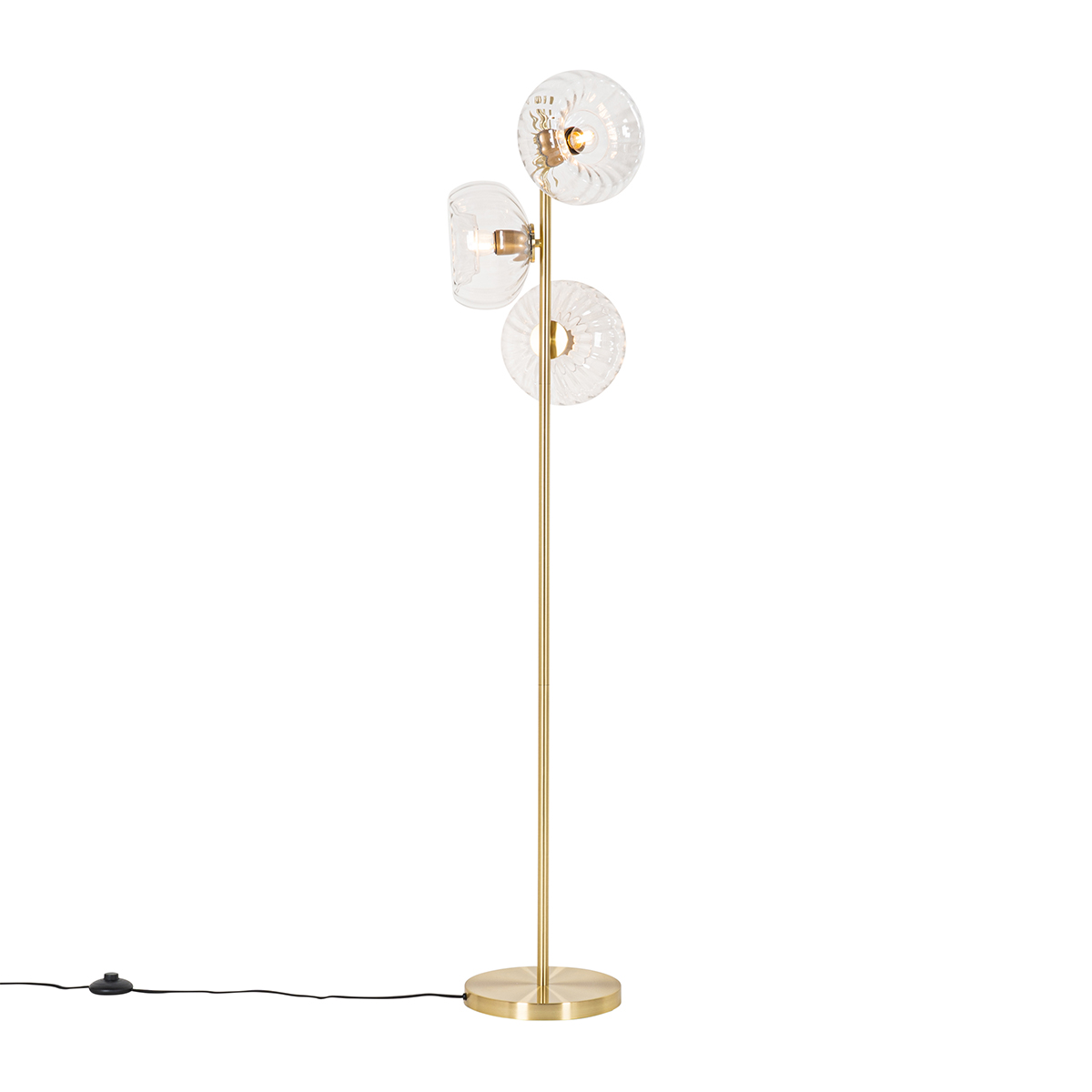 Stojacia lampa Art Deco zlatá so sklom 3 svetlá - Ayesha