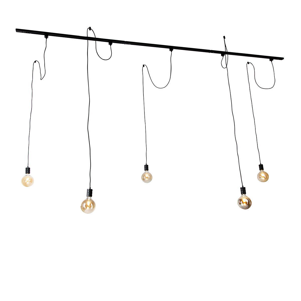 Moderný koľajnicový systém s 5 závesnými svetlami čierny 1-fázový - Iconic Cavalux