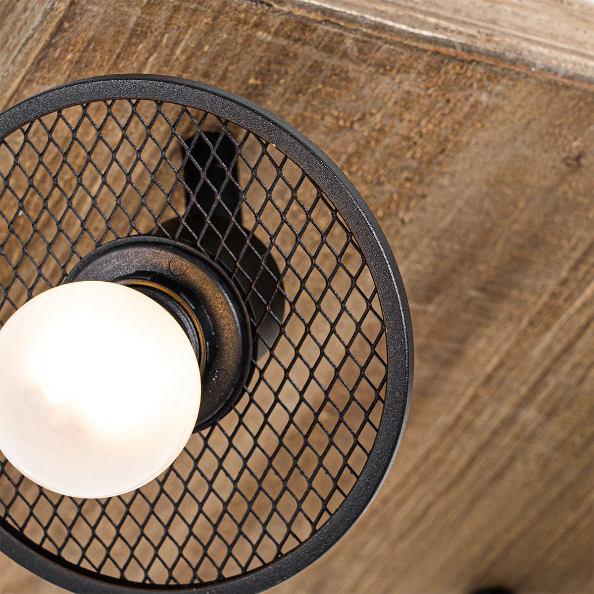 Industrial Ceiling Spot Black with Wood 4-Lights - Jasmijn