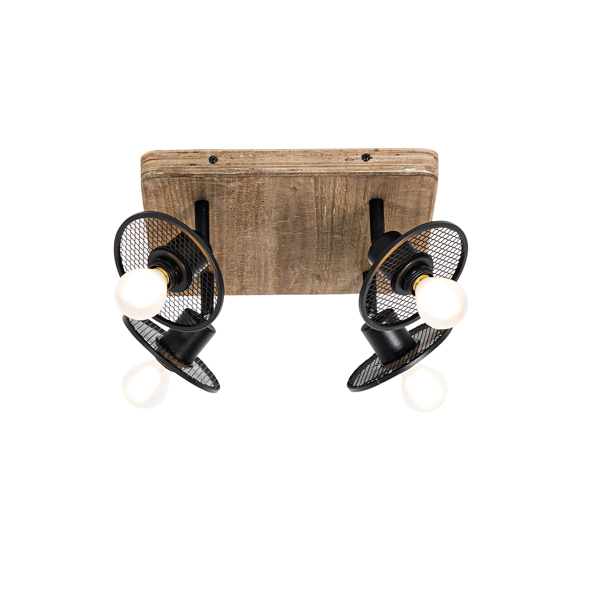 Industrial Ceiling Spot Black with Wood 4-Lights - Jasmijn