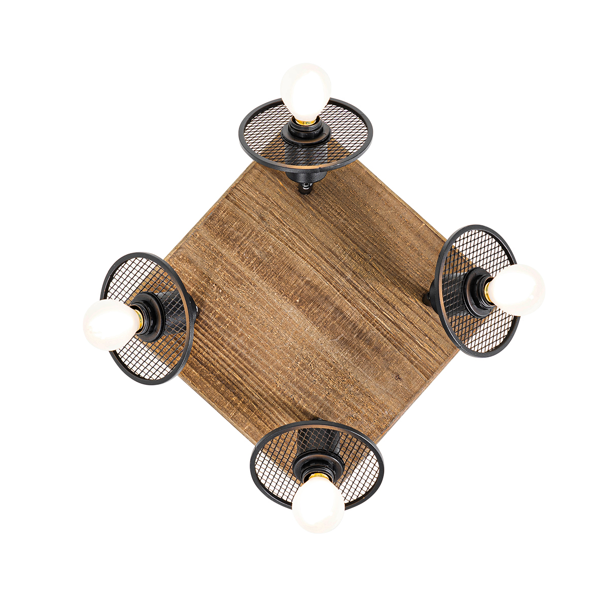 Industrial Ceiling Spot Black with Wood 4-Lights - Jasmijn