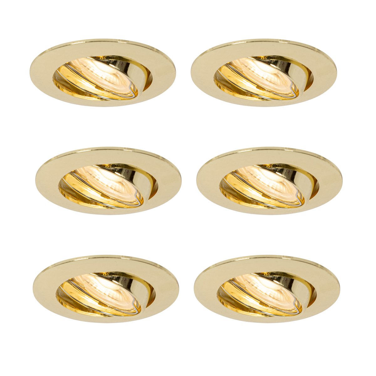 Sada 6 vstavaných bodových svetiel mosadz GU10 35 mm - Edu