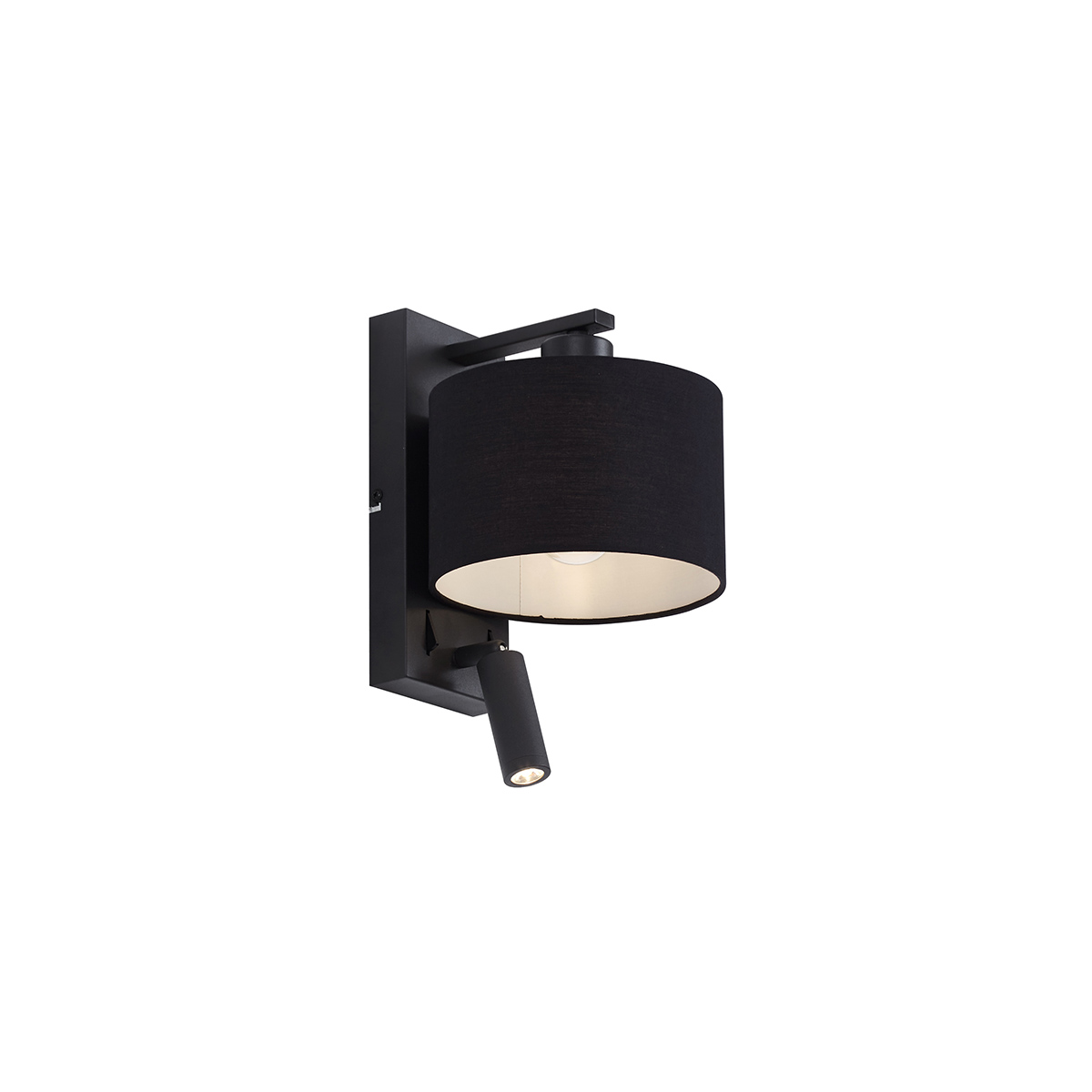 Modern Wall Light Black Round with Reading Light - Puglia