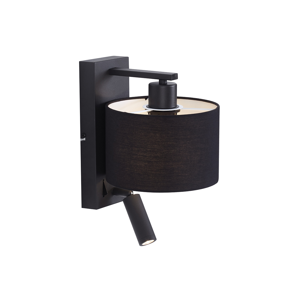 Modern Wall Light Black Round with Reading Light - Puglia