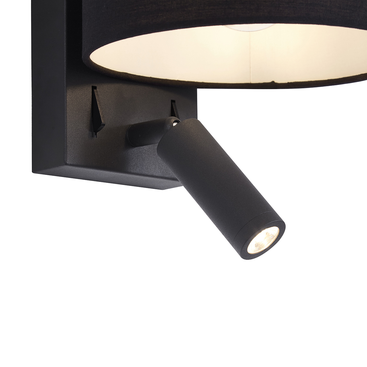 Applique da parete moderna nera rotonda con luce di lettura - Puglia