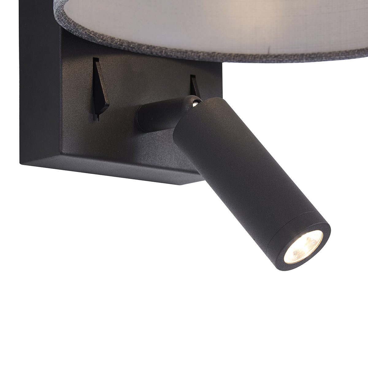 Moderne Wandleuchte schwarz mit grauer Rund- und Leselampe – Apulien