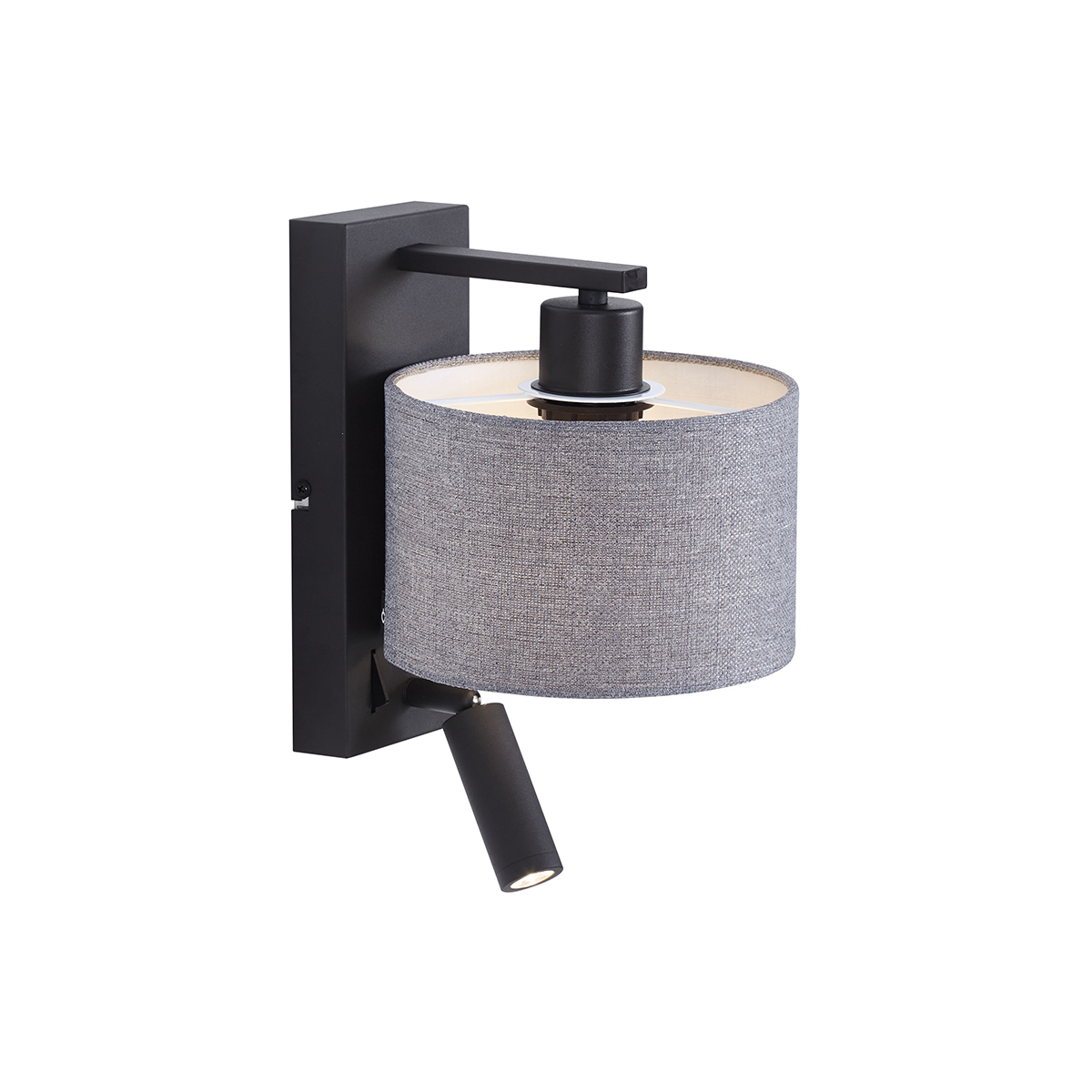 Moderne Wandleuchte schwarz mit grauer Rund- und Leselampe – Apulien
