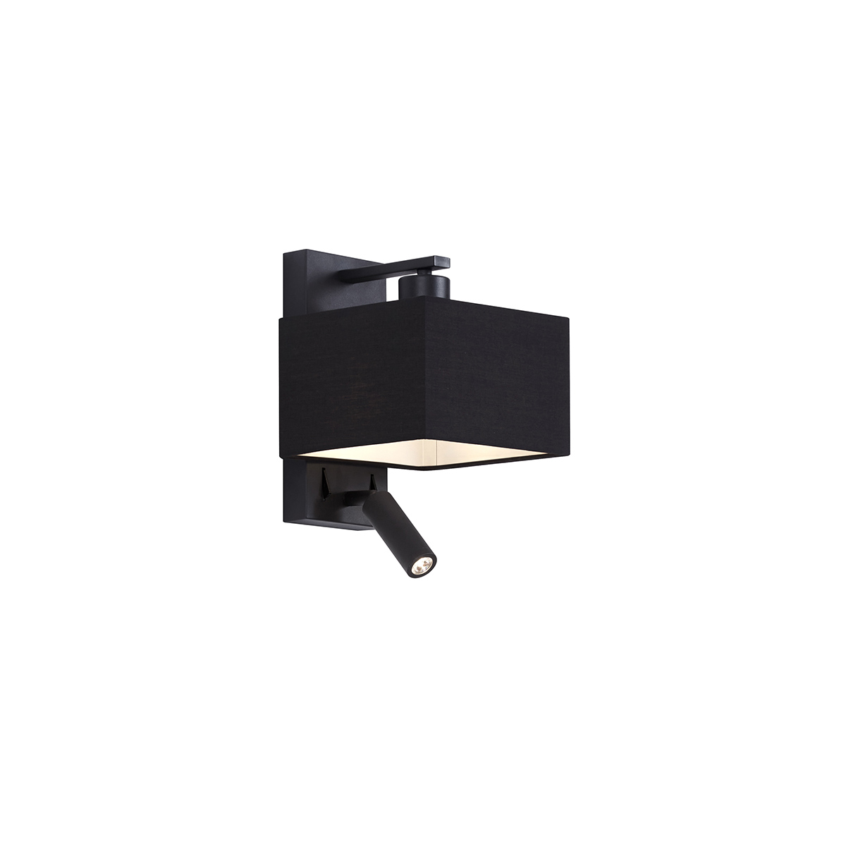 Image of Lampada da parete moderna quadrata nera con lampada da lettura - Puglia