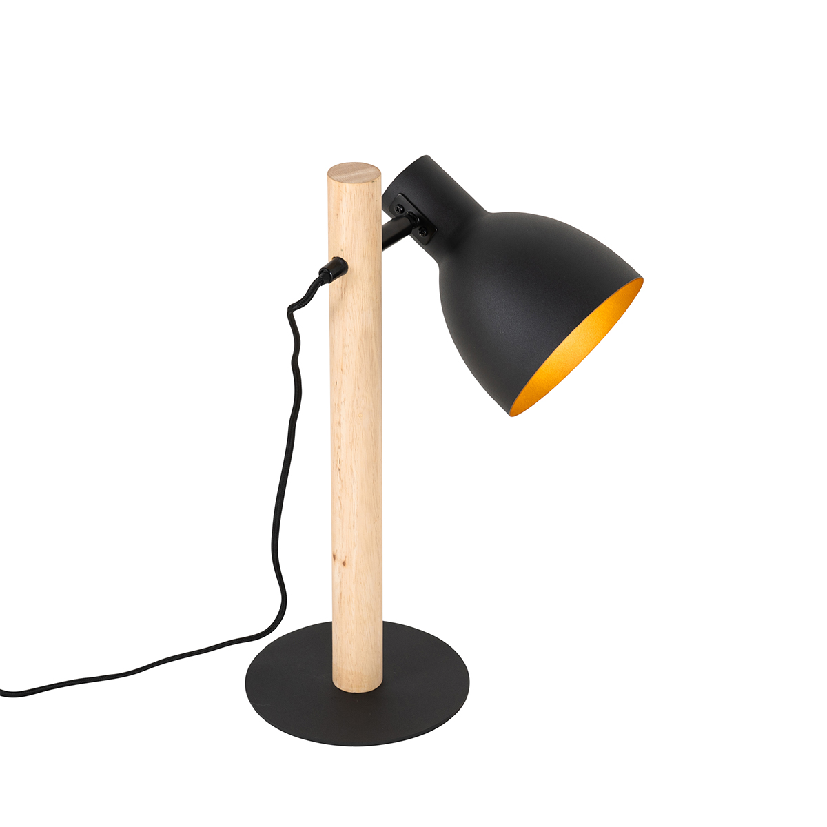 Rustic Table Lamp Black with Wood - Flint