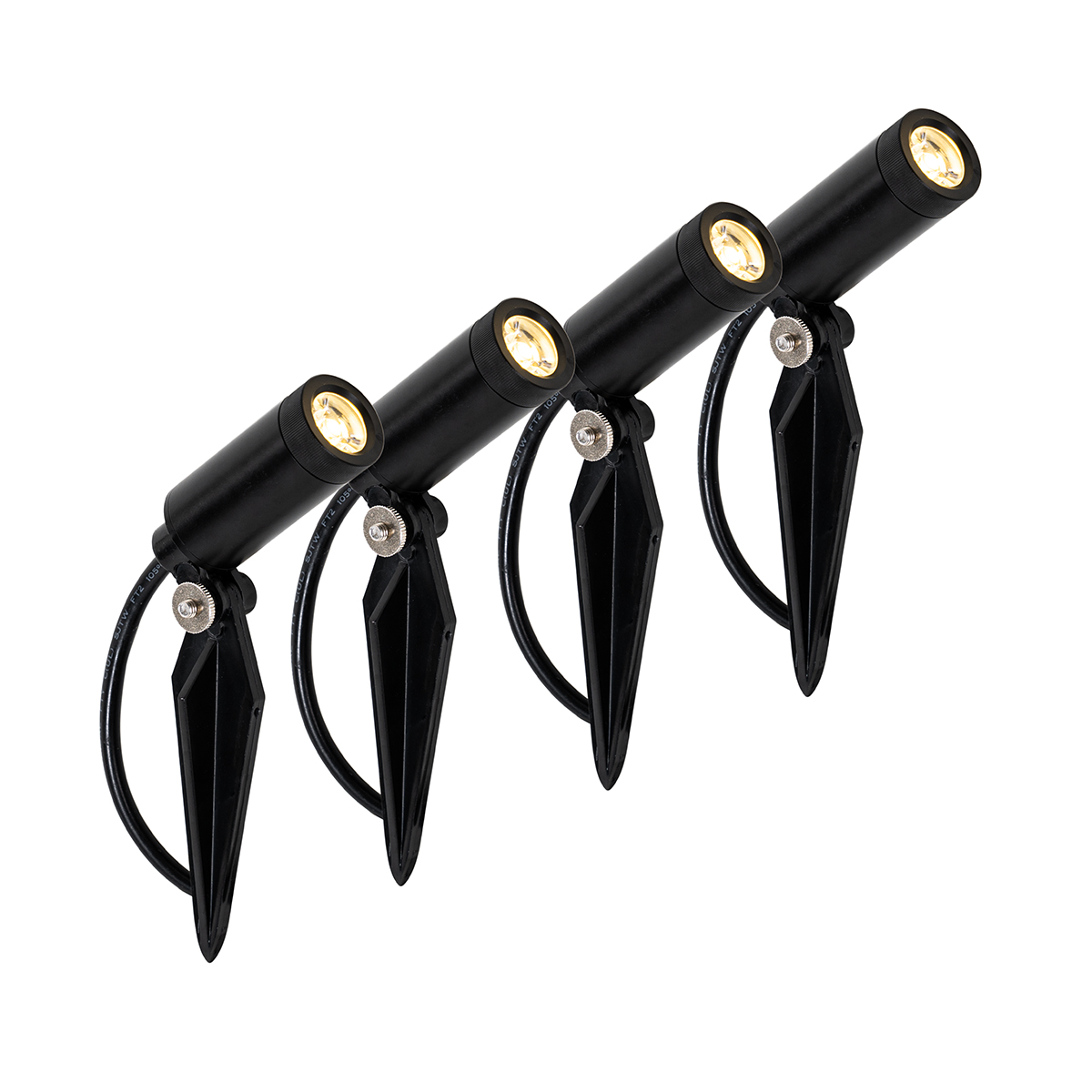 Sada 4 bodových bodových svetiel čiernej farby vrátane solárnej dobíjacej LED IP65 - Garly Sada 4 bodových bodových svetiel čiernej farby vrátane solárnej dobíjacej LED IP65 - Garly