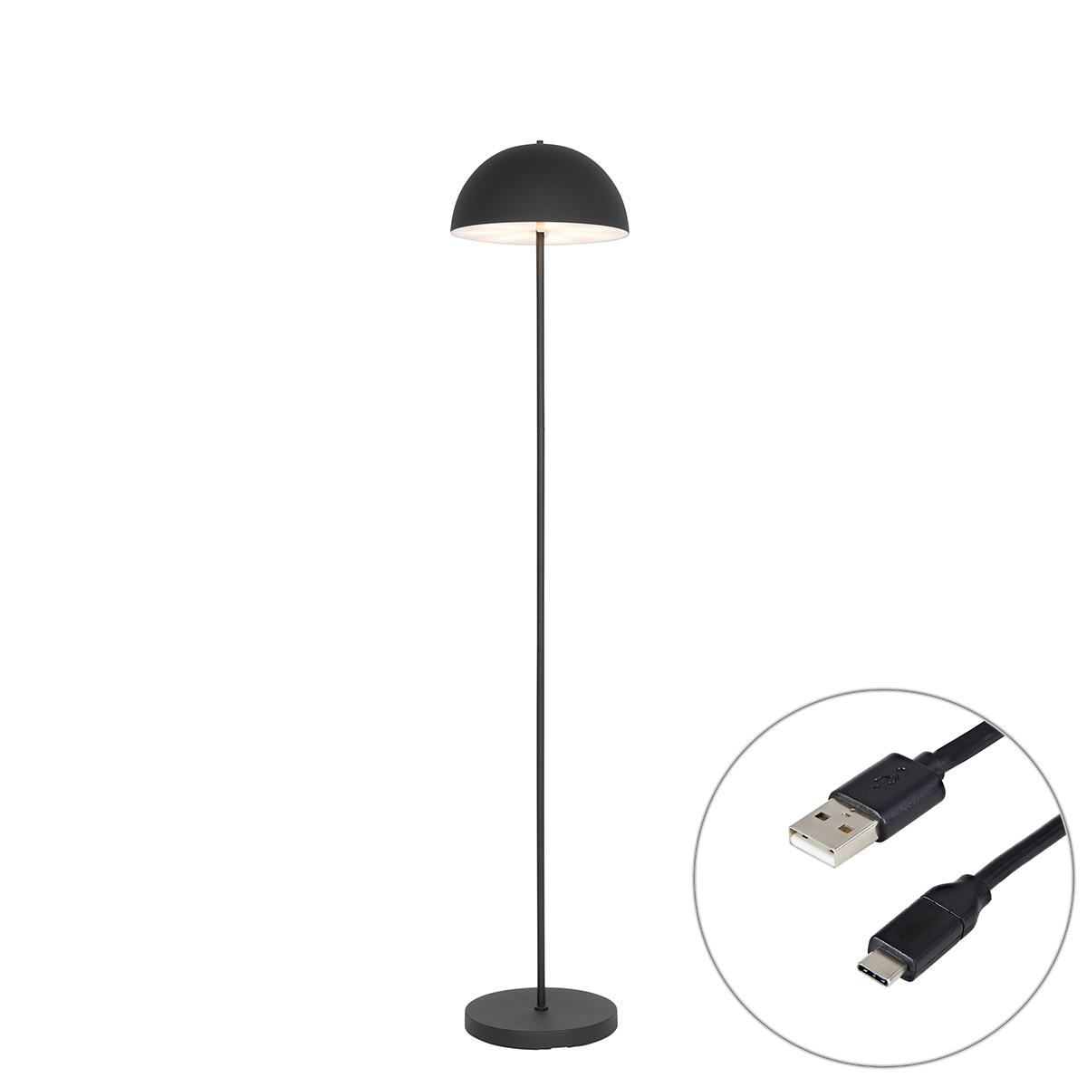 Kültéri állólámpa fekete újratölthető 3 fokozatú fényerőszabályzóval - Keira