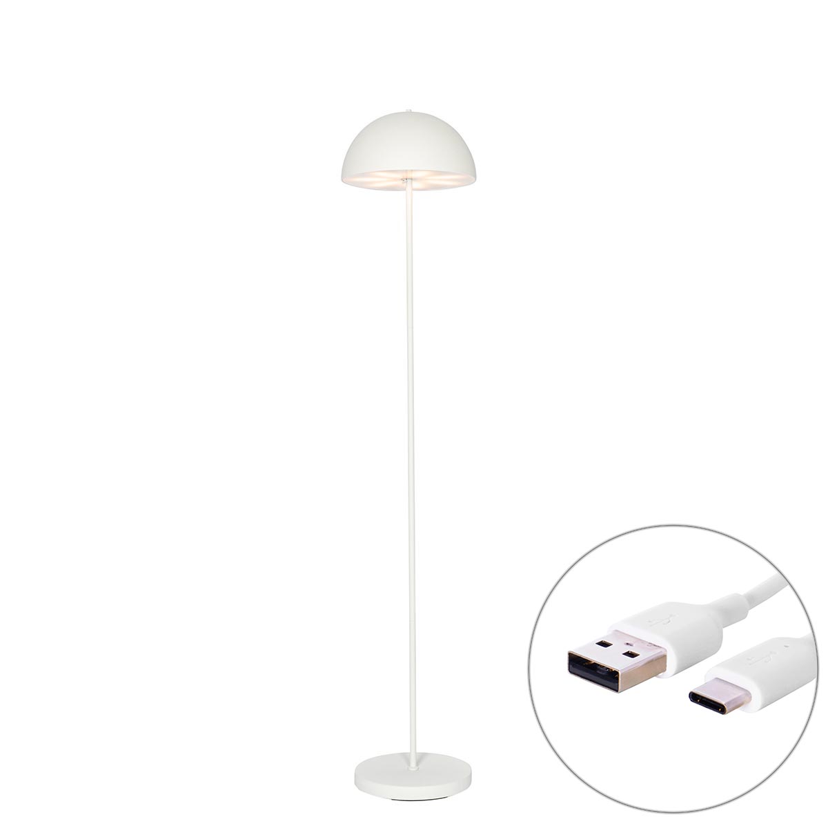 Kültéri állólámpa fehér újratölthető 3 fokozatú fényerő-szabályozóval - Keira