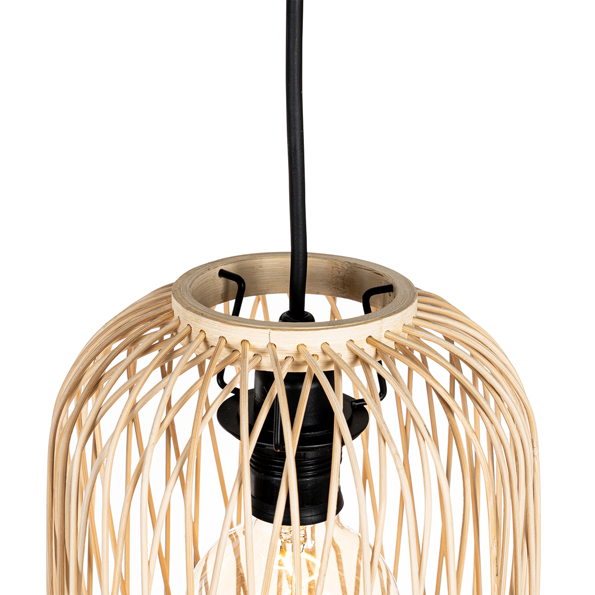 Ländliche Hängelampe für den Außenbereich, Rattan, 3flammig Calamus