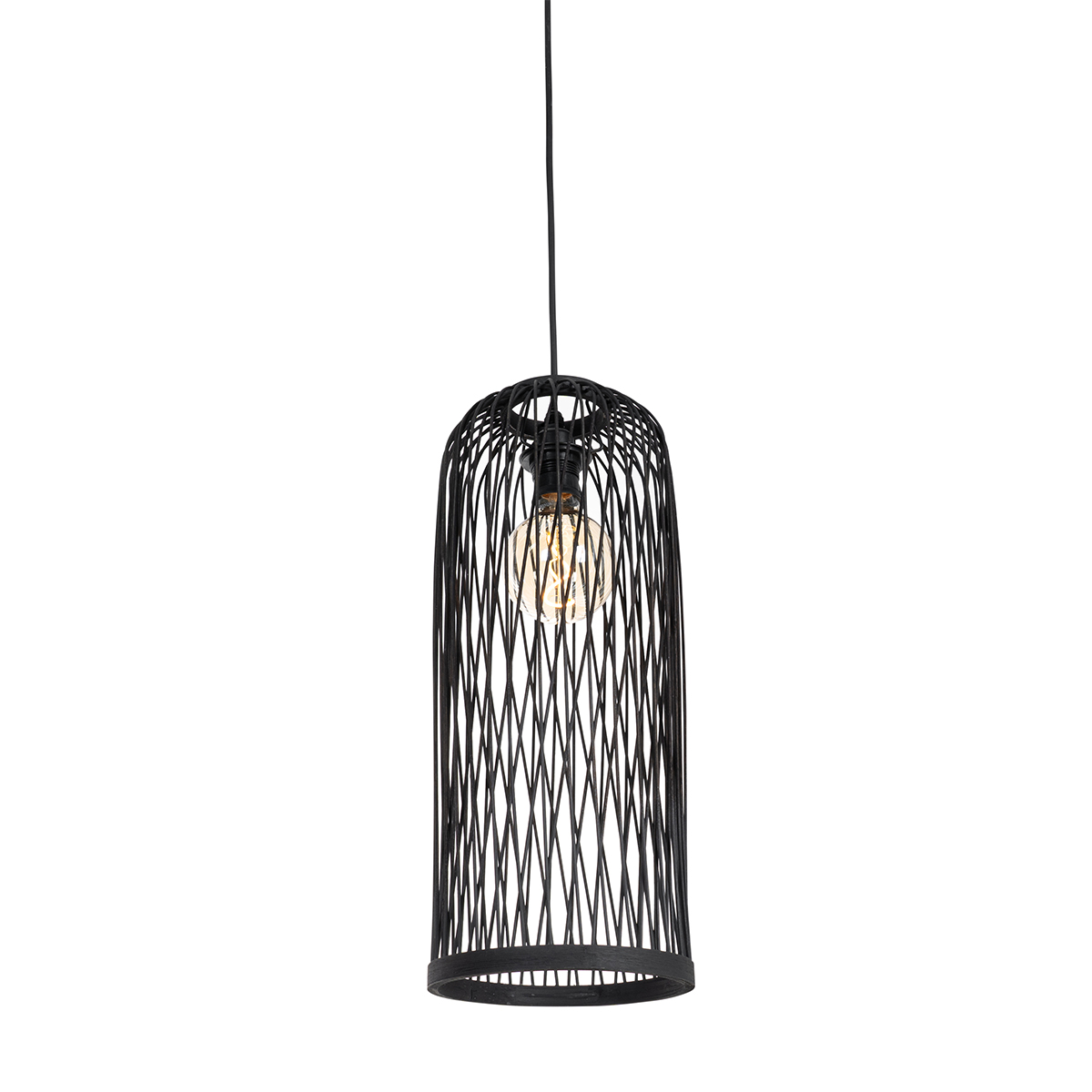 Suspension d'extérieur rustique en rotin noir 3 lumières - Calamus